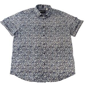 Robert Graham Modern Americana Floral Shirt XL Blue Tailored Fit Short Sleeve